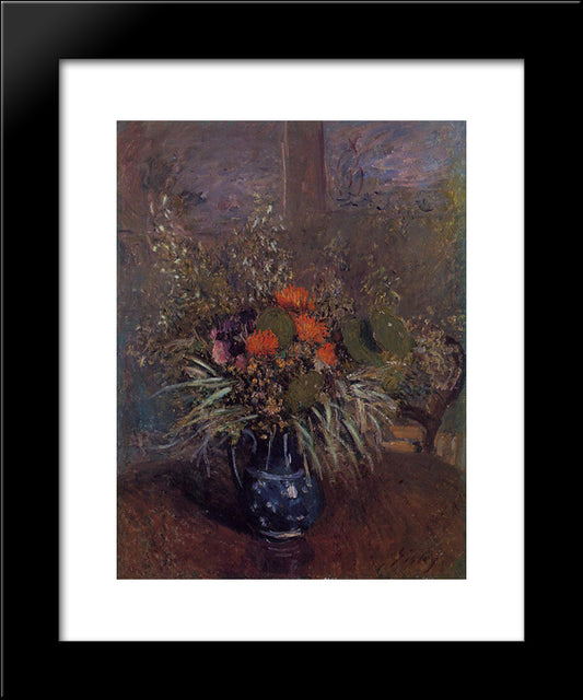 Bouquet Of Flowers 20x24 Black Modern Wood Framed Art Print Poster by Sisley, Alfred