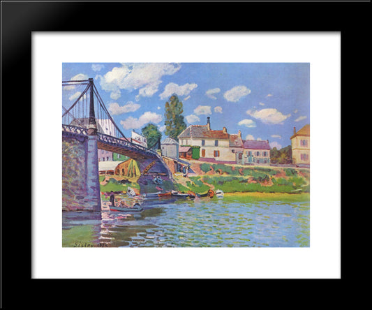 Bridge At Villeneuve La Garenne 20x24 Black Modern Wood Framed Art Print Poster by Sisley, Alfred