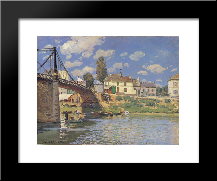Bridge At Villeneuve-La-Garenne 20x24 Black Modern Wood Framed Art Print Poster by Sisley, Alfred