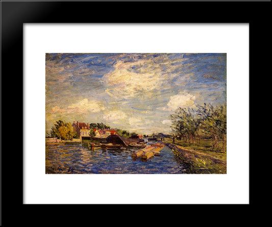 By The Loing 20x24 Black Modern Wood Framed Art Print Poster by Sisley, Alfred