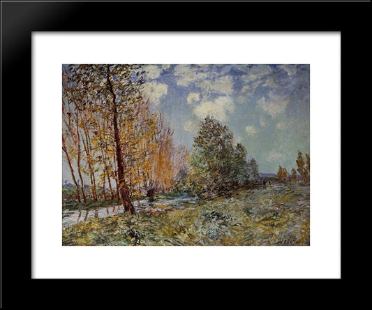 By The River 20x24 Black Modern Wood Framed Art Print Poster by Sisley, Alfred