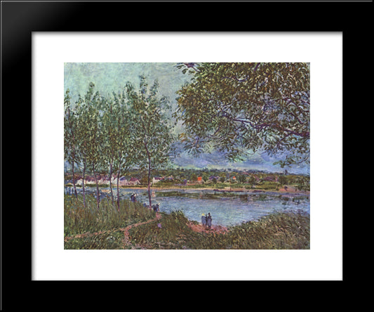 By Way Of The Old Ferry 20x24 Black Modern Wood Framed Art Print Poster by Sisley, Alfred
