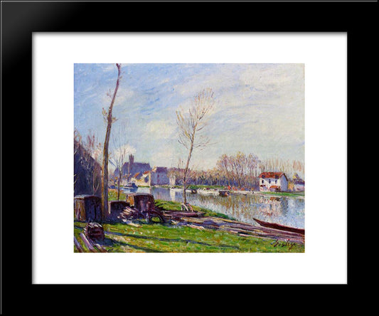 Construction Site At Matrat, Moret Sur Loing 20x24 Black Modern Wood Framed Art Print Poster by Sisley, Alfred