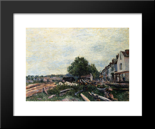 Construction Site At Saint Mammes 20x24 Black Modern Wood Framed Art Print Poster by Sisley, Alfred
