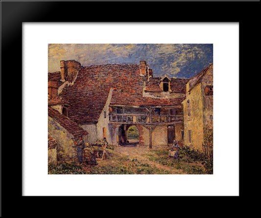 Courtyard Of A Farm At Saint Mammes 20x24 Black Modern Wood Framed Art Print Poster by Sisley, Alfred