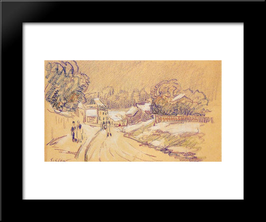 Early Snow At Louveciennes 20x24 Black Modern Wood Framed Art Print Poster by Sisley, Alfred