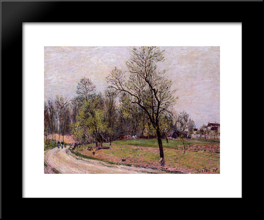 Edge Of The Forest In Spring, Evening 20x24 Black Modern Wood Framed Art Print Poster by Sisley, Alfred
