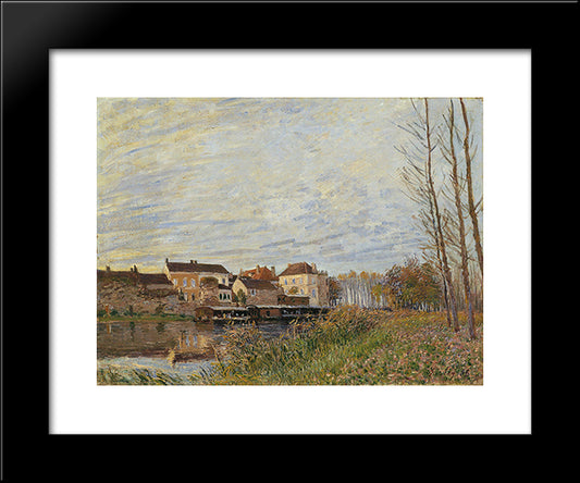 Evening In Moret, End Of October 20x24 Black Modern Wood Framed Art Print Poster by Sisley, Alfred