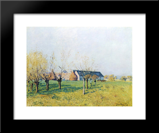 Farm To Hollenkaff 20x24 Black Modern Wood Framed Art Print Poster by Sisley, Alfred