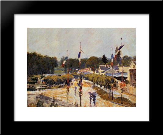 Fete Day At Marly Le Roi (The Fourteenth Of July At Marly Le Roi) 20x24 Black Modern Wood Framed Art Print Poster by Sisley, Alfred