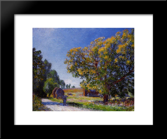 Fields Around The Forest 20x24 Black Modern Wood Framed Art Print Poster by Sisley, Alfred