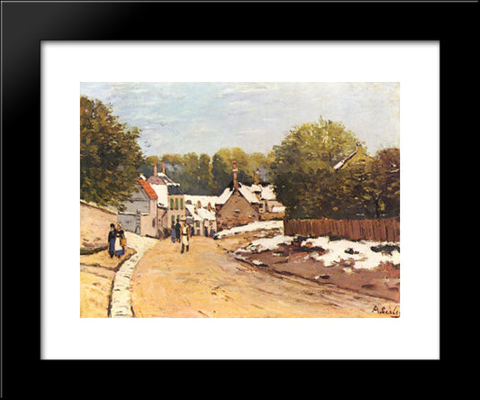 First Snow In Louveciennes 20x24 Black Modern Wood Framed Art Print Poster by Sisley, Alfred