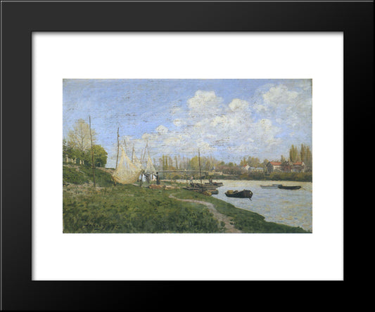 Fishermen Mending Nets 20x24 Black Modern Wood Framed Art Print Poster by Sisley, Alfred