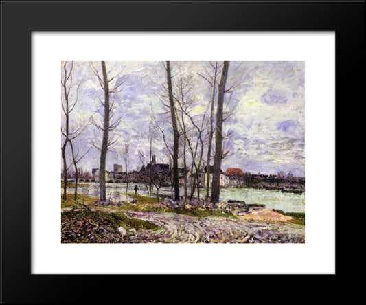 Flood At Moret Sur Loing 20x24 Black Modern Wood Framed Art Print Poster by Sisley, Alfred