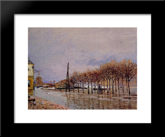 Flood At Port Marly 20x24 Black Modern Wood Framed Art Print Poster by Sisley, Alfred