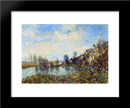 Flooded Field 20x24 Black Modern Wood Framed Art Print Poster by Sisley, Alfred