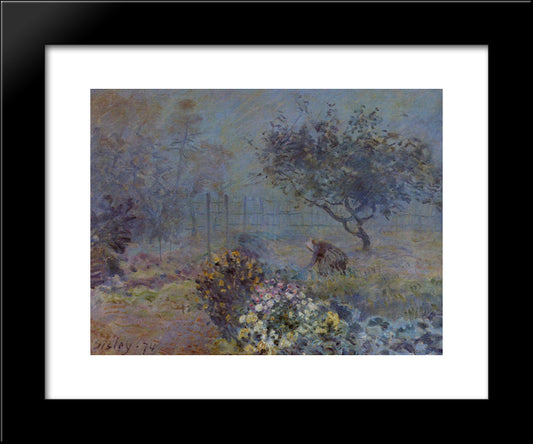 Foggy Morning, Voisins 20x24 Black Modern Wood Framed Art Print Poster by Sisley, Alfred
