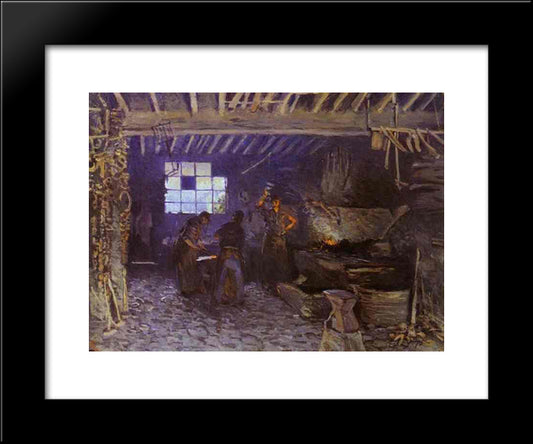 Forge At Marly Le Roi 20x24 Black Modern Wood Framed Art Print Poster by Sisley, Alfred