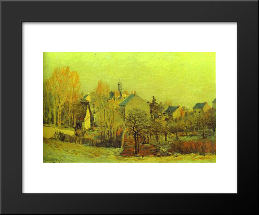 Frost In Louveciennes 20x24 Black Modern Wood Framed Art Print Poster by Sisley, Alfred