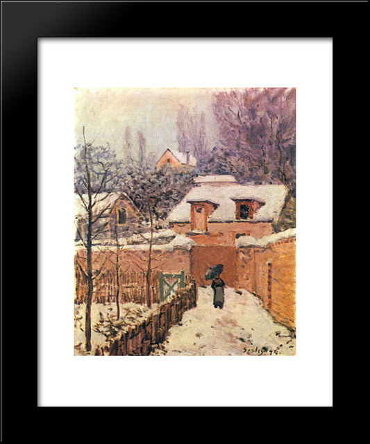 Garden In Louveciennes In The Snow 20x24 Black Modern Wood Framed Art Print Poster by Sisley, Alfred