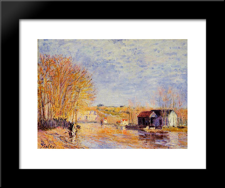 High Waters At Moret Sur Loing 20x24 Black Modern Wood Framed Art Print Poster by Sisley, Alfred