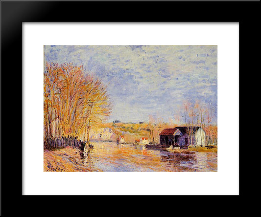 High Waters At Moret Sur Loing 20x24 Black Modern Wood Framed Art Print Poster by Sisley, Alfred