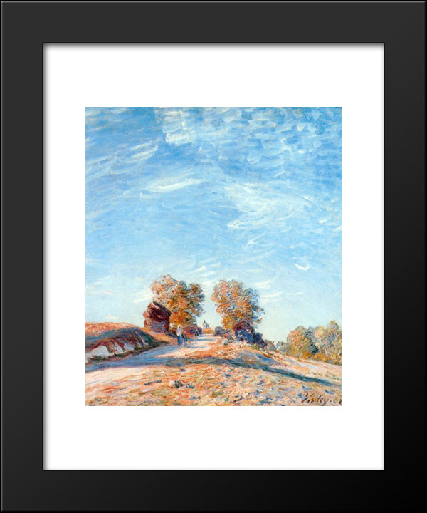 Hill Path In Sunlight 20x24 Black Modern Wood Framed Art Print Poster by Sisley, Alfred