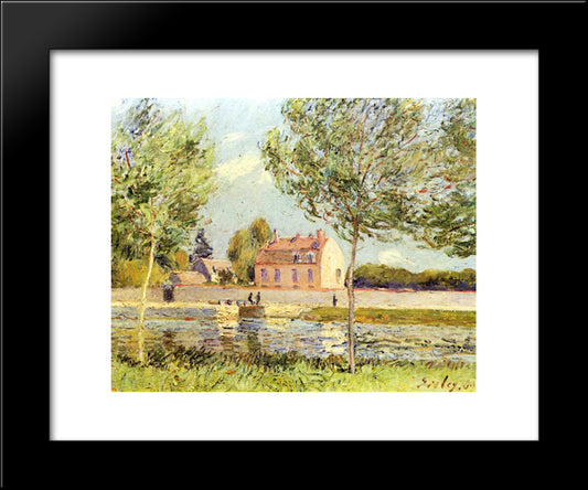 Houses On The Banks Of The Loing 20x24 Black Modern Wood Framed Art Print Poster by Sisley, Alfred