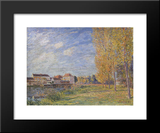 Indian Summer At Moret Sunday Afternoon 20x24 Black Modern Wood Framed Art Print Poster by Sisley, Alfred