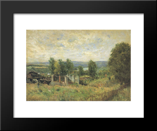 Landscape In Summer 20x24 Black Modern Wood Framed Art Print Poster by Sisley, Alfred
