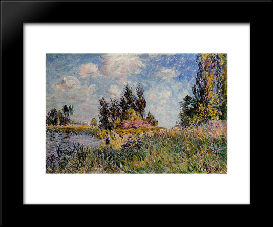 Landscape The Banks Of The Loing At Saint Mammes 20x24 Black Modern Wood Framed Art Print Poster by Sisley, Alfred