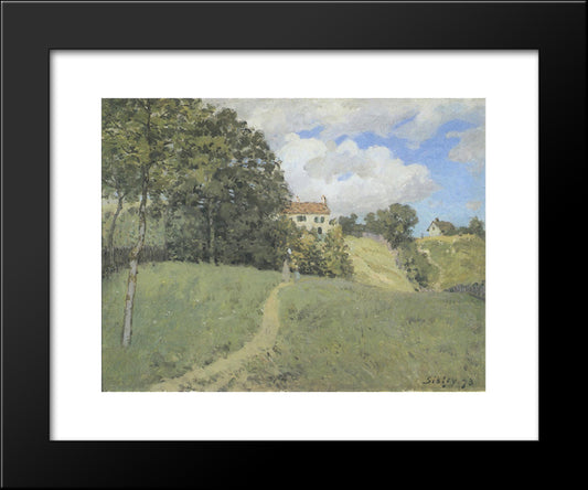 Landscape With Houses 20x24 Black Modern Wood Framed Art Print Poster by Sisley, Alfred