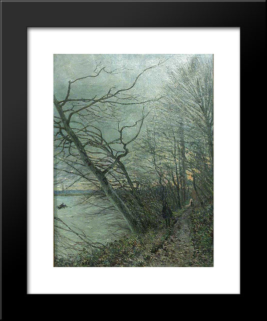 Le Bois Des Roches Veneux Nadon 20x24 Black Modern Wood Framed Art Print Poster by Sisley, Alfred