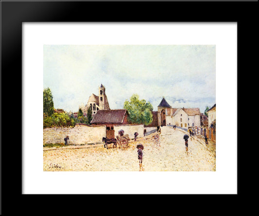Loing At Moret In The Rain 20x24 Black Modern Wood Framed Art Print Poster by Sisley, Alfred