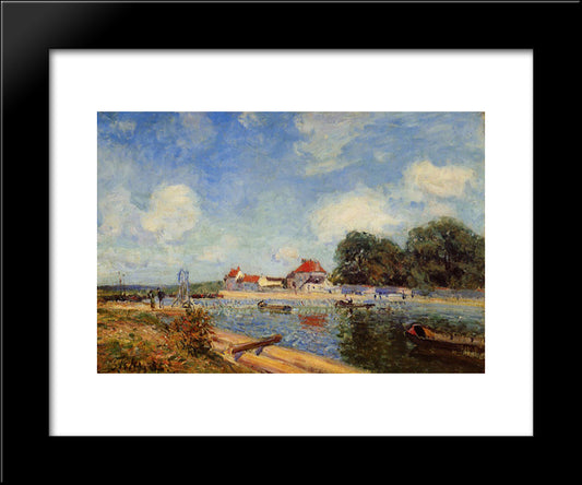 Loing Dam At Saint Mammes 20x24 Black Modern Wood Framed Art Print Poster by Sisley, Alfred