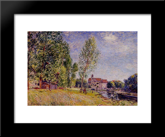 Matratat S Boatyard, Moret Sur Loing 20x24 Black Modern Wood Framed Art Print Poster by Sisley, Alfred