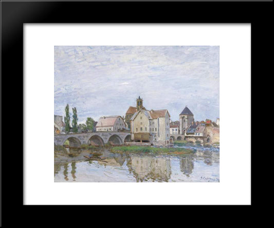 Moret On Long Time Gray 20x24 Black Modern Wood Framed Art Print Poster by Sisley, Alfred