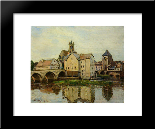 Moret Sur Loing, Morning 20x24 Black Modern Wood Framed Art Print Poster by Sisley, Alfred