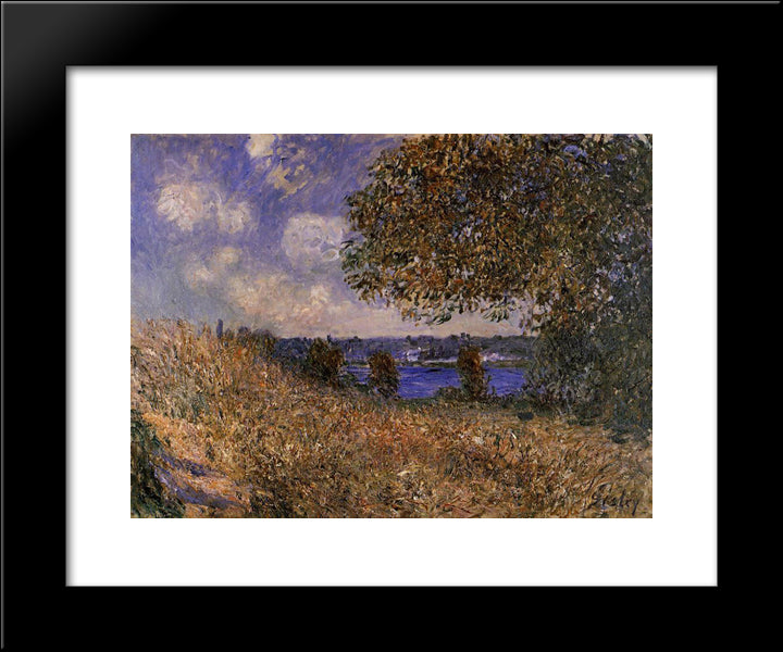 Near The Bank Of The Seine At By 20x24 Black Modern Wood Framed Art Print Poster by Sisley, Alfred