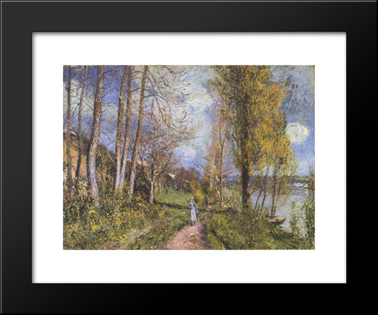 Near The Seine At By 20x24 Black Modern Wood Framed Art Print Poster by Sisley, Alfred
