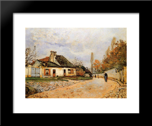 Neighborhood Street In Louveciennes (Rue De Village (Voisins To Louveciennes)) 20x24 Black Modern Wood Framed Art Print Poster by Sisley, Alfred