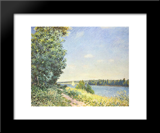 Normandy, The Water Path, In The Evening At Sahurs 20x24 Black Modern Wood Framed Art Print Poster by Sisley, Alfred