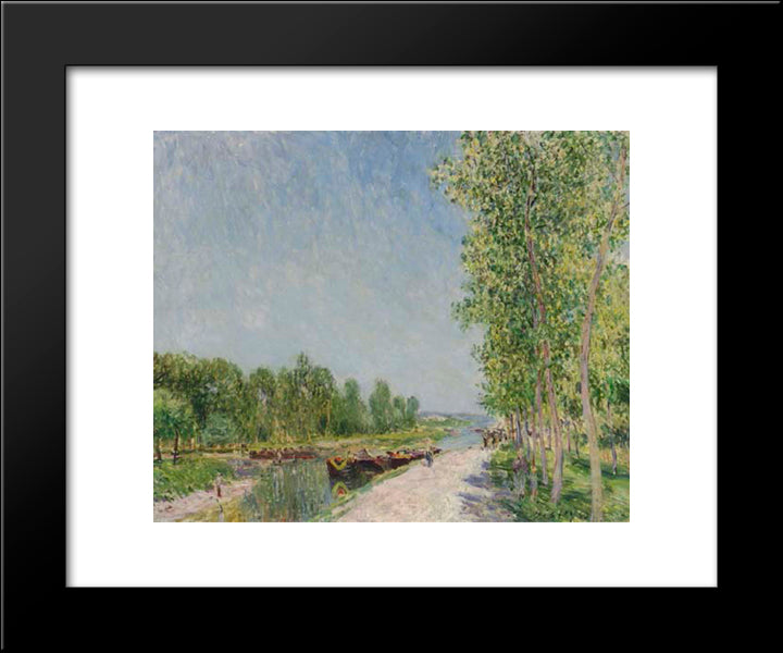 On The Banks Of The Loing Canal 20x24 Black Modern Wood Framed Art Print Poster by Sisley, Alfred