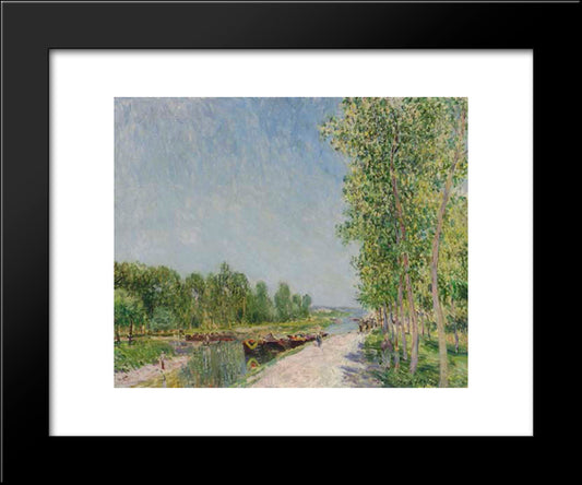 On The Banks Of The Loing Canal 20x24 Black Modern Wood Framed Art Print Poster by Sisley, Alfred