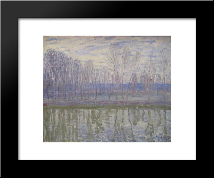 On The Banks Of The River Loing 20x24 Black Modern Wood Framed Art Print Poster by Sisley, Alfred