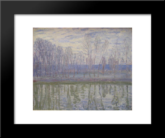 On The Banks Of The River Loing 20x24 Black Modern Wood Framed Art Print Poster by Sisley, Alfred