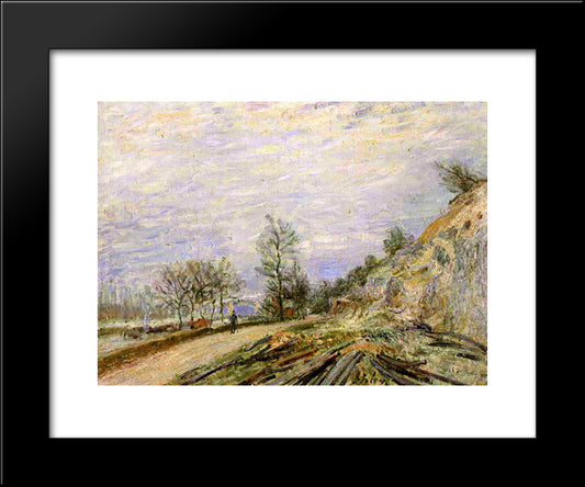 On The Road From Moret 20x24 Black Modern Wood Framed Art Print Poster by Sisley, Alfred