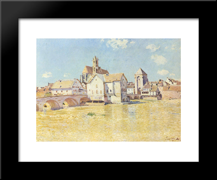 Pont De Moret Dans Le Soleil Du Matin 20x24 Black Modern Wood Framed Art Print Poster by Sisley, Alfred