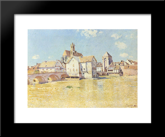 Pont De Moret Dans Le Soleil Du Matin 20x24 Black Modern Wood Framed Art Print Poster by Sisley, Alfred