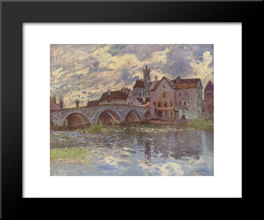 Pont De Moret Sur Loing 20x24 Black Modern Wood Framed Art Print Poster by Sisley, Alfred